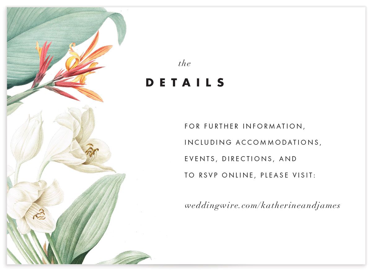 Natural Blooms Wedding Enclosure Cards front in Pure White