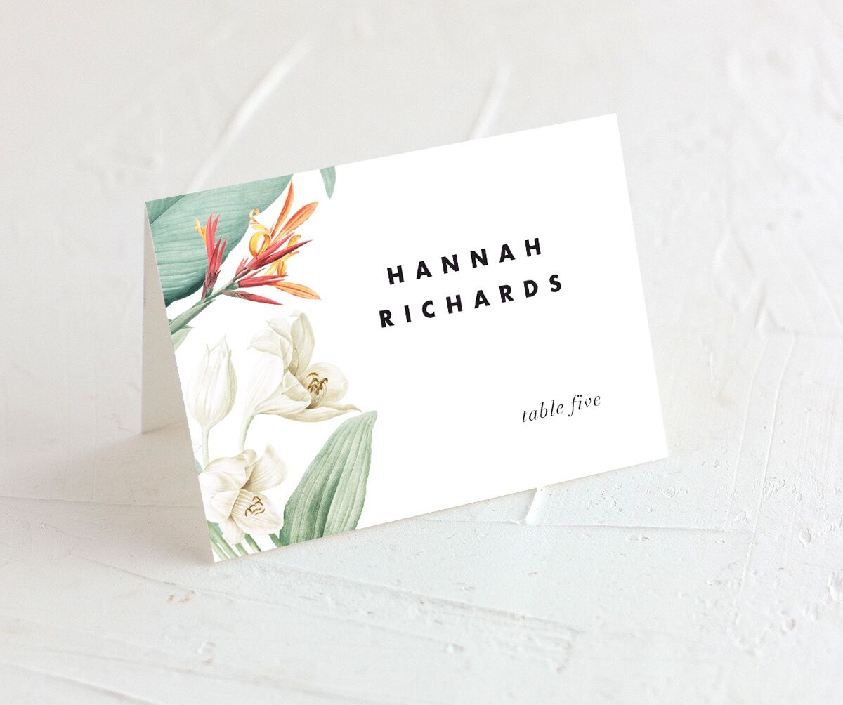 Natural Blooms Place Cards front in Pure White