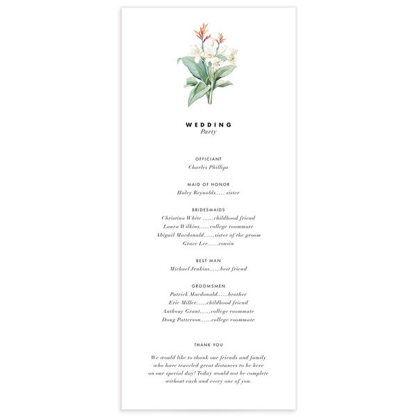 Natural Blooms Wedding Programs back in Pure White