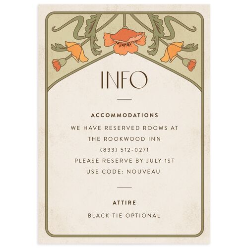 Vintage Nouveau Wedding Enclosure Cards - Pear