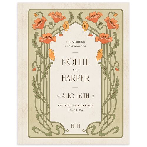 Vintage Nouveau Wedding Guest Book - Pear