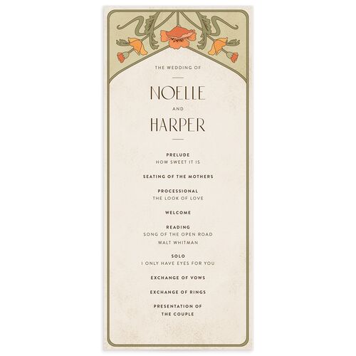 Vintage Nouveau Wedding Programs - Pear