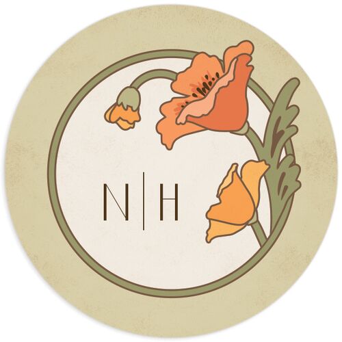 Vintage Nouveau Wedding Stickers - Pear