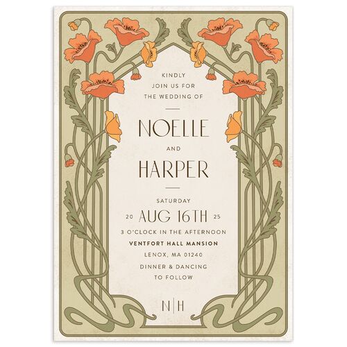 Vintage Nouveau Wedding Invitations - Pear