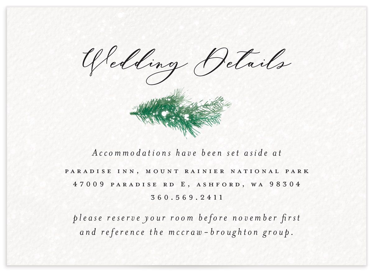 Festive Romance Wedding Enclosure Cards front in Jewel Green