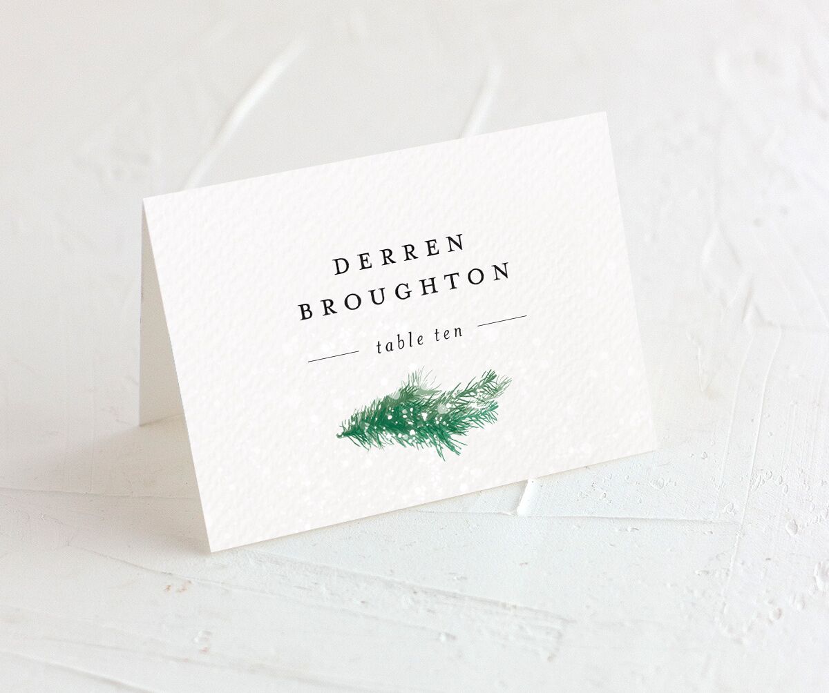 Festive Romance Place Cards front in Green