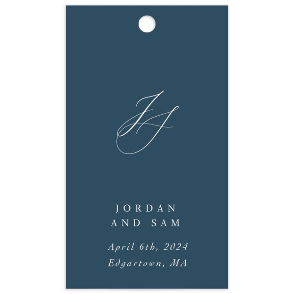 Ocean Waves Favor Gift Tags front in Moody Blue