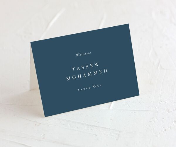 Ocean Waves Place Cards front in Moody Blue