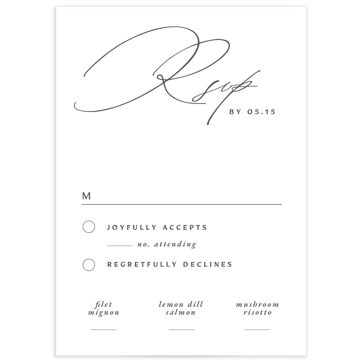 Rustic Handwriting Wedding Response Cards front in Silver