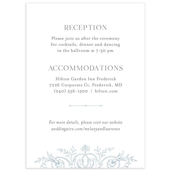 Rococo Adornment Wedding Enclosure Cards front in French Blue