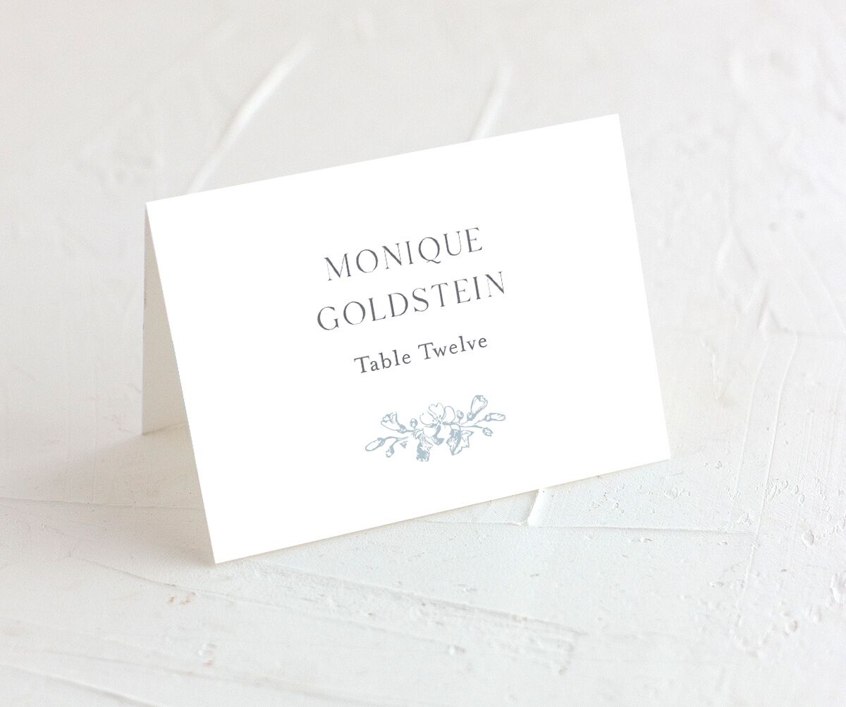 Rococo Adornment Place Cards front in French Blue