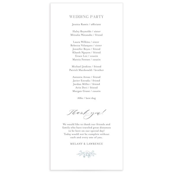 Rococo Adornment Wedding Programs back in French Blue