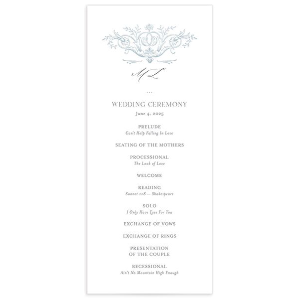 Rococo Adornment Wedding Programs front in French Blue