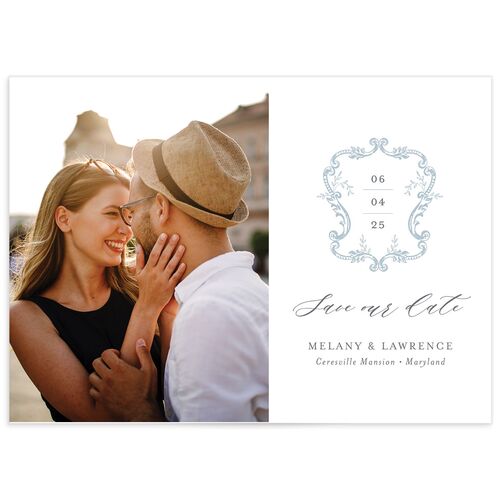 Rococo Adornment Save the Date Cards - Blue