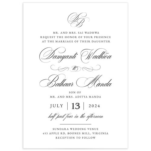Traditional Elegance Wedding Invitations - Pure White