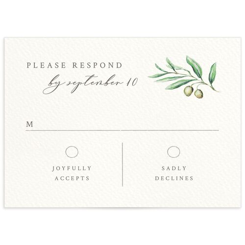Blissful Vineyards Wedding Response Cards - Jewel Green