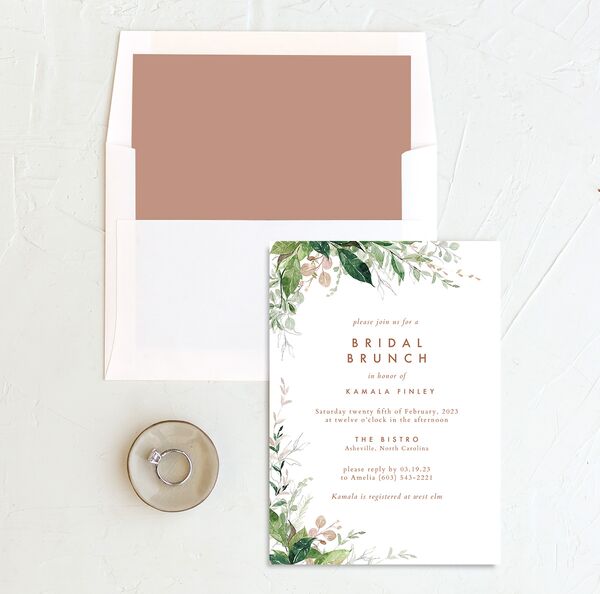 Wild Botanicals Bridal Shower Invitations envelope-and-liner in Rose Pink