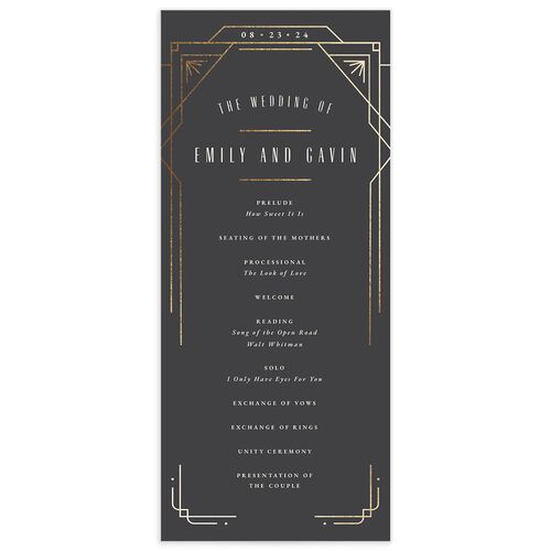 Vintage Deco Wedding Programs - Charcoal