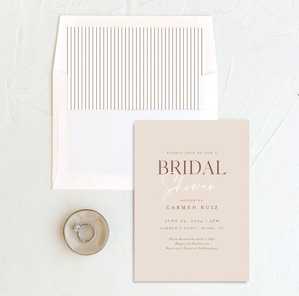 Understated Elegance Bridal Shower Invitations envelope-and-liner in Walnut