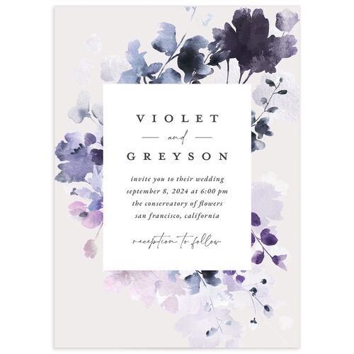 Dreamy Bouquet Wedding Invitations - Jewel Purple