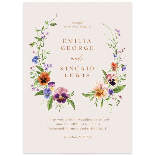 Wild Pansies Wedding Invitations - Rose Gold