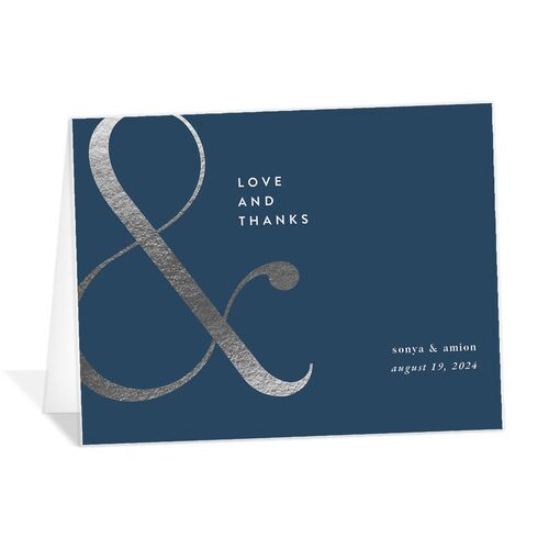 Classic Ampersand Thank You Cards - Moody Blue