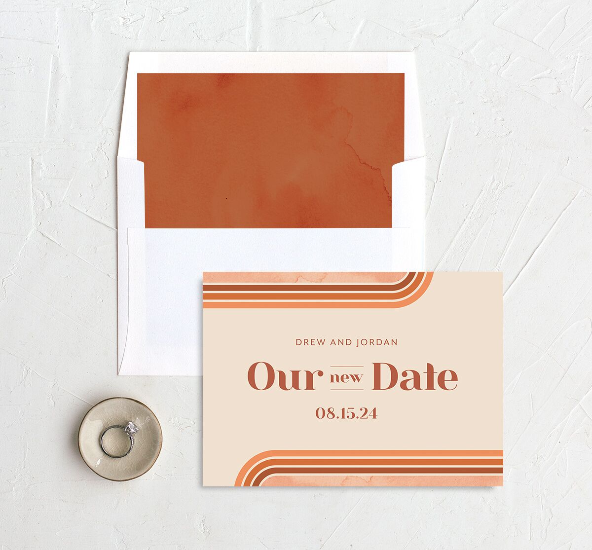 Vintage Lines Change the Date Cards envelope-and-liner in Pumpkin