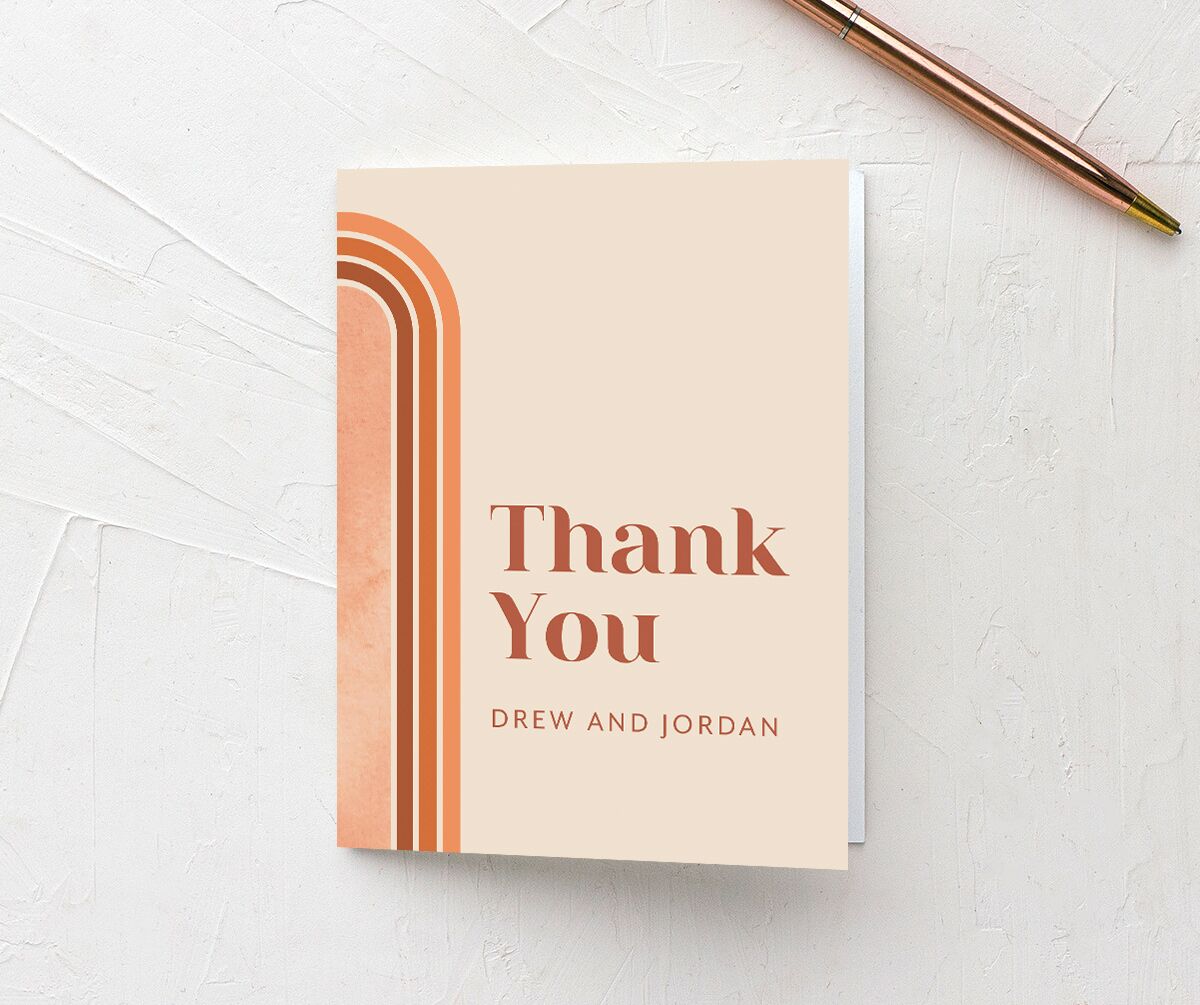 Vintage Lines Thank You Cards front in Pumpkin