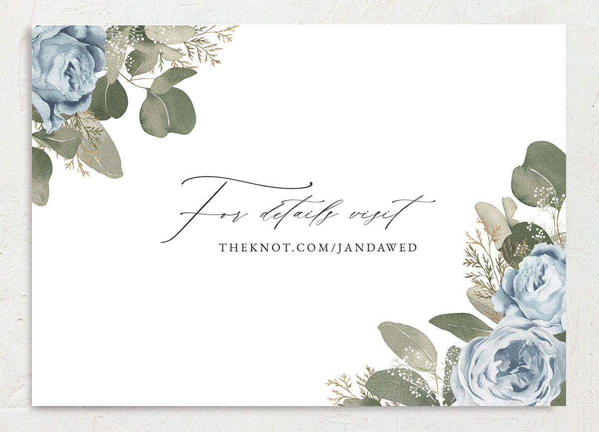 Vibrant Roses Save the Date Cards back in French Blue