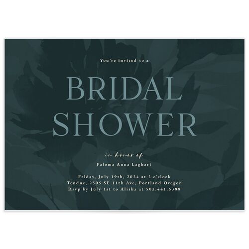 Contemporary Floral Bridal Shower Invitations - Dusty Blue