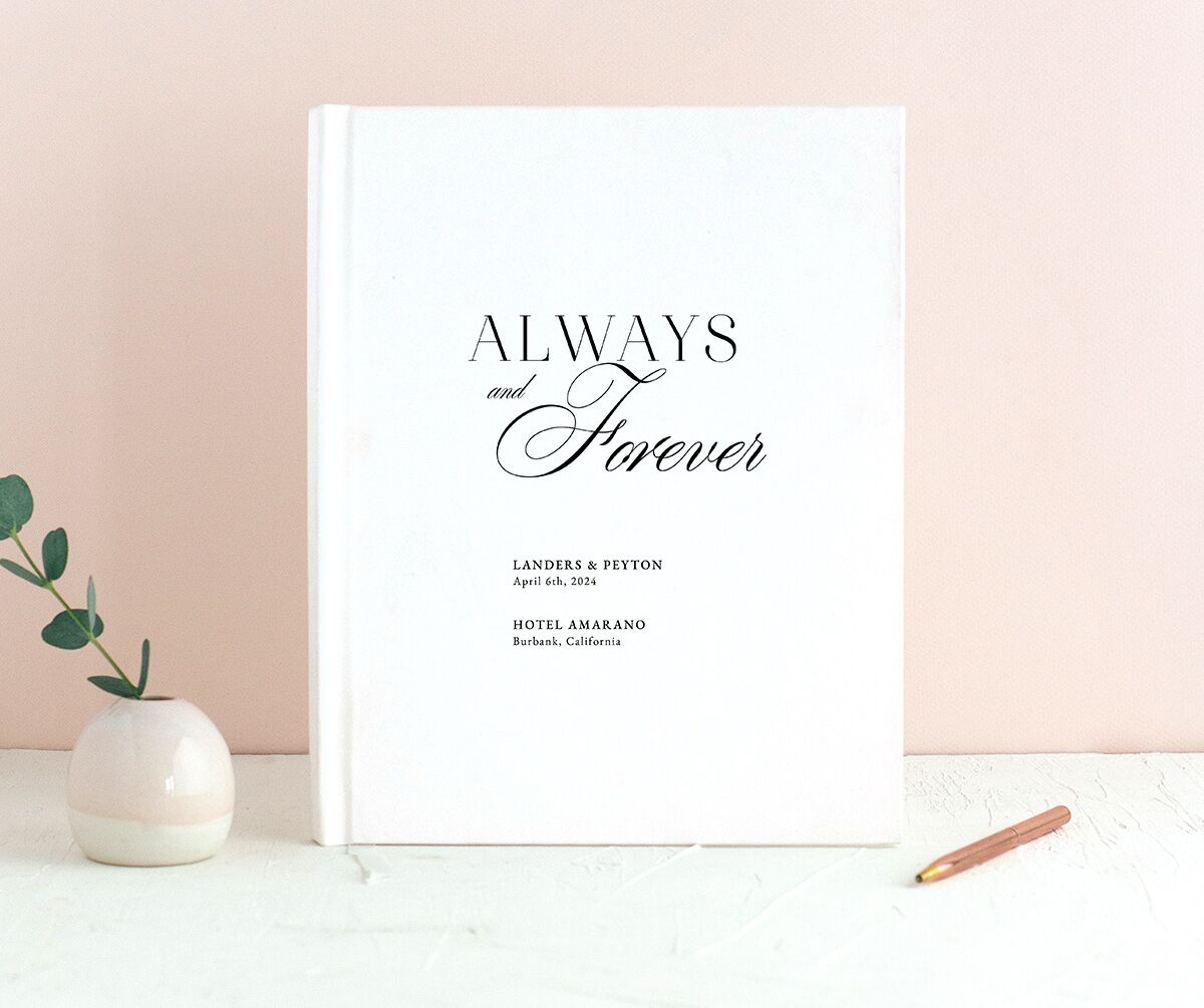 Elevated Simplicity Wedding Guest Book front in Midnight