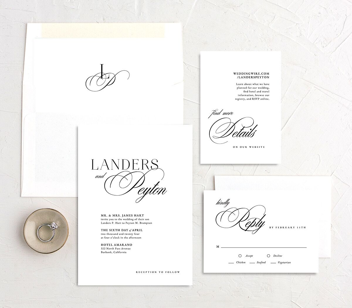 Elevated Simplicity Wedding Invitations suite in Midnight