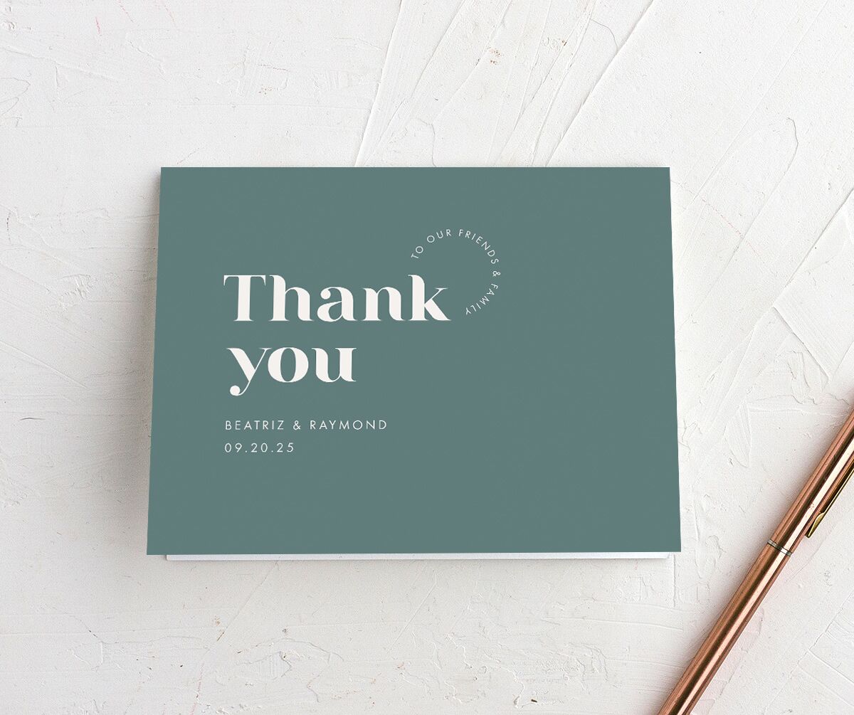 Midcentury Chic Thank You Cards front in Turquoise
