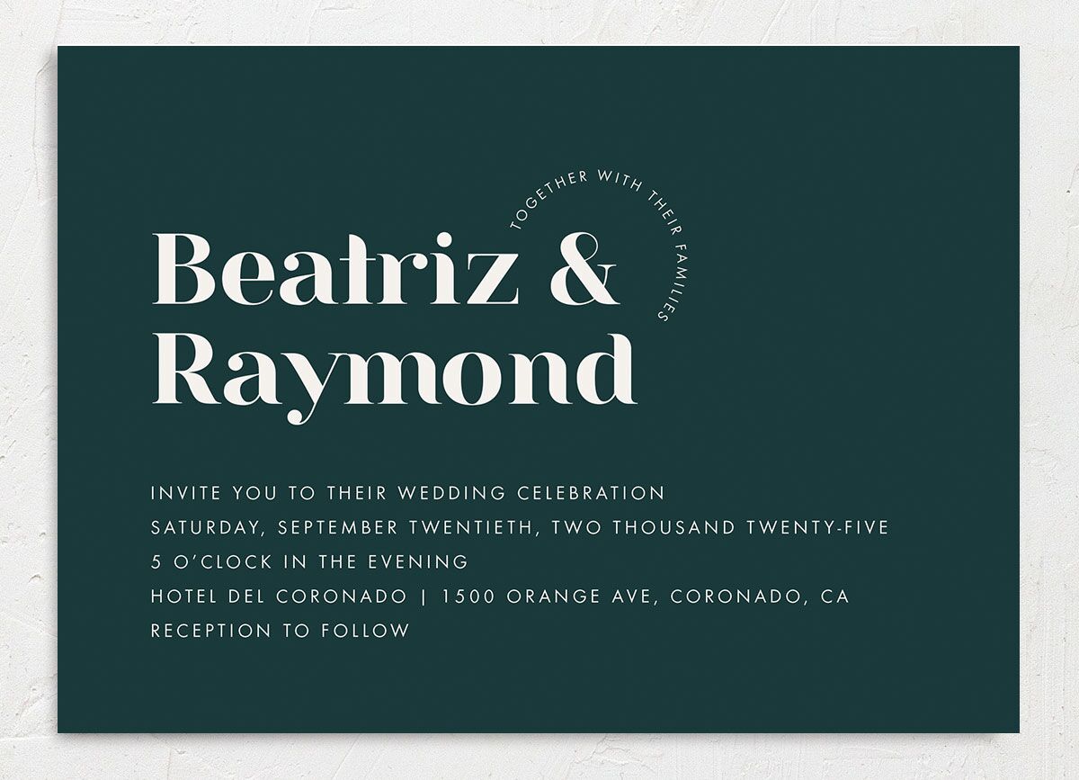 Midcentury Chic Wedding Invitations front in Turquoise