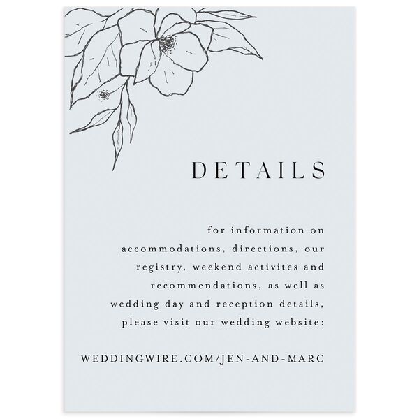 Etched Blossoms Wedding Enclosure Cards front in French Blue