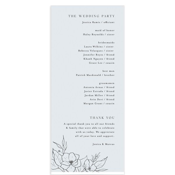 Etched Blossoms Wedding Programs back in French Blue