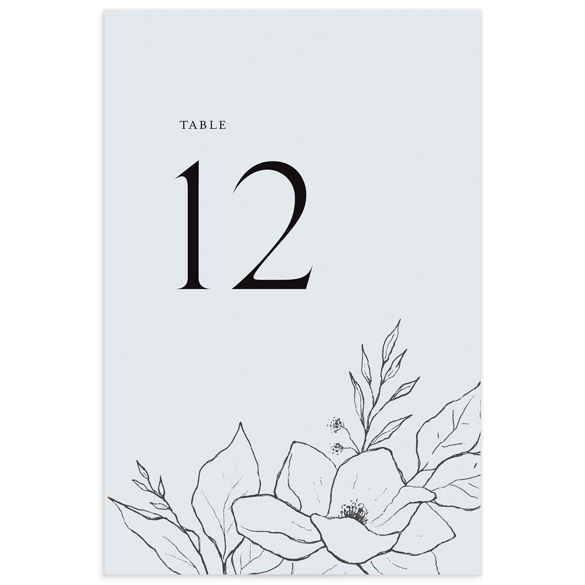 Etched Blossoms Table Numbers front in French Blue