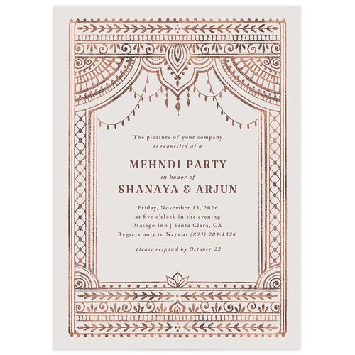 Painted Henna Rehearsal Dinner Invitations - Chestnut