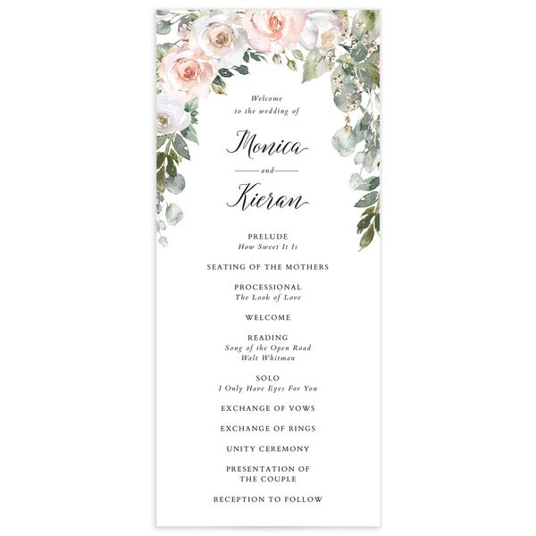 Blissful Garland Wedding Programs front in Rose Pink