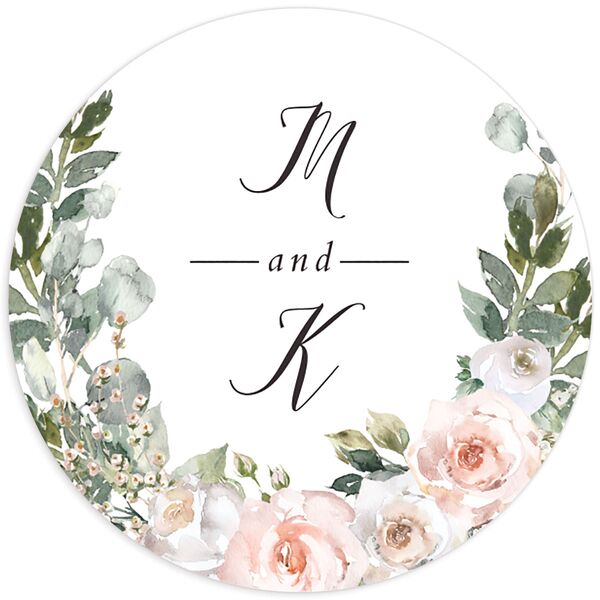 Blissful Garland Wedding Stickers front in Rose Pink