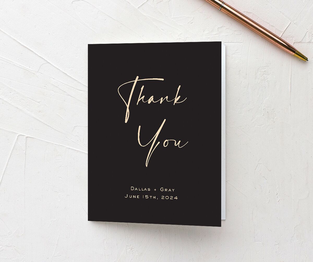 Delicate Flourish Thank You Cards front in Midnight