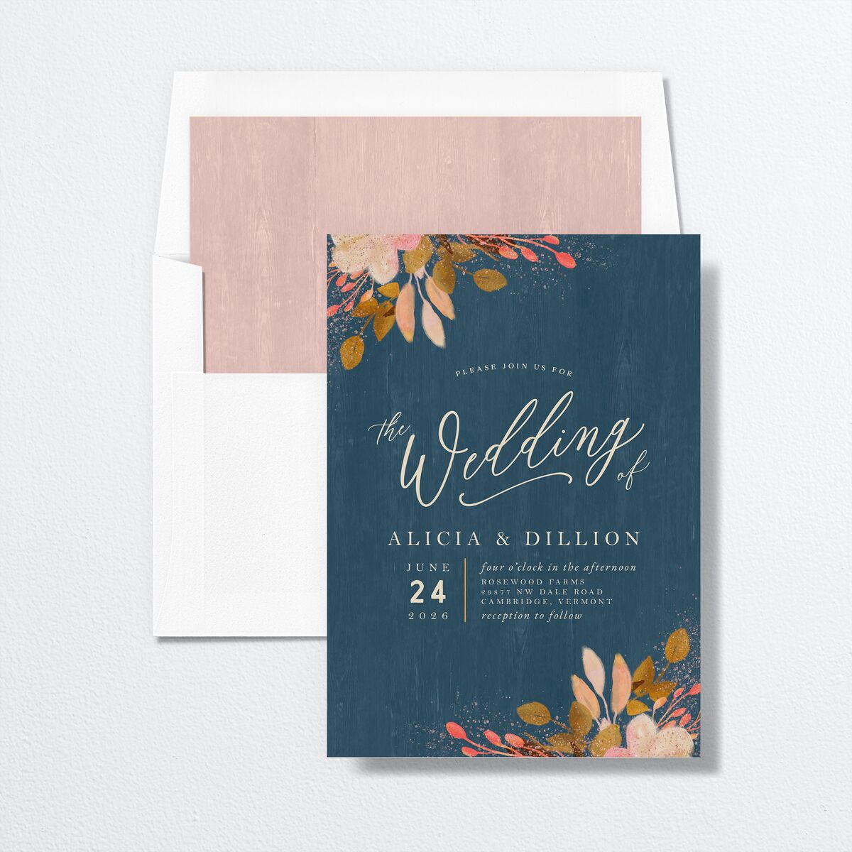Autumn Botanical Envelope Liners envelope-and-liner in French Blue
