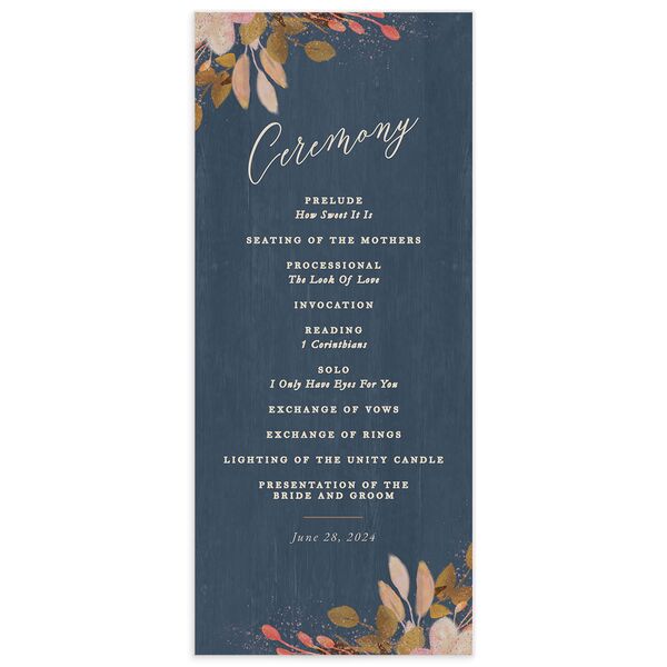 Autumn Botanical Wedding Programs front in French Blue