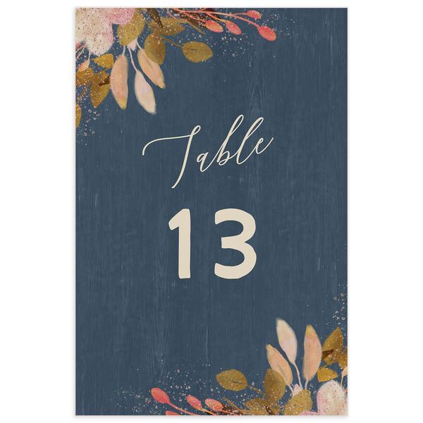 Autumn Botanical Table Numbers front in French Blue