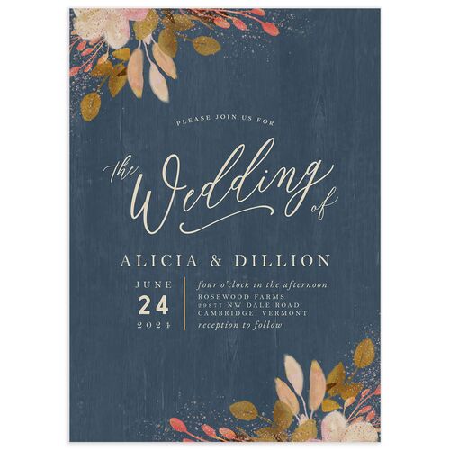 Autumn Botanical Wedding Invitations - French Blue