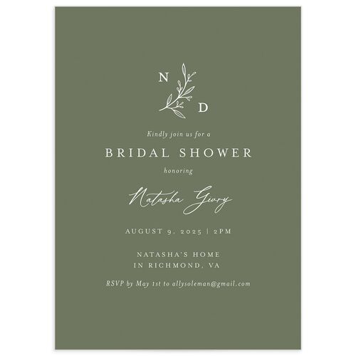 Timeless Flora Bridal Shower Invitations - Jewel Green