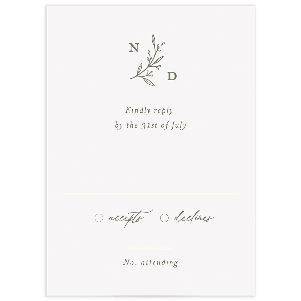 Timeless Flora Wedding Response Cards front in Jewel Green