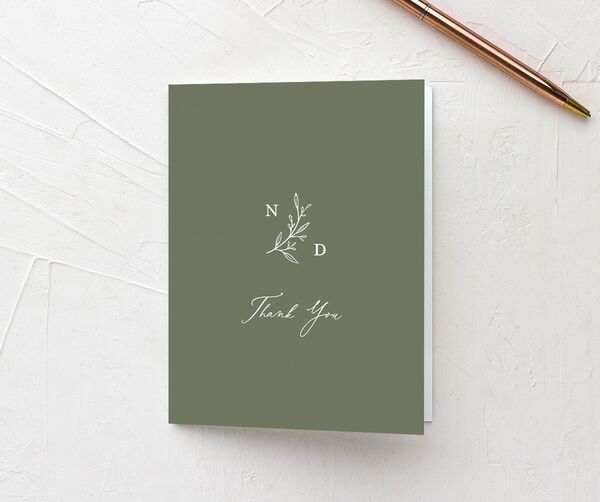 Timeless Flora Thank You Cards front in Jewel Green