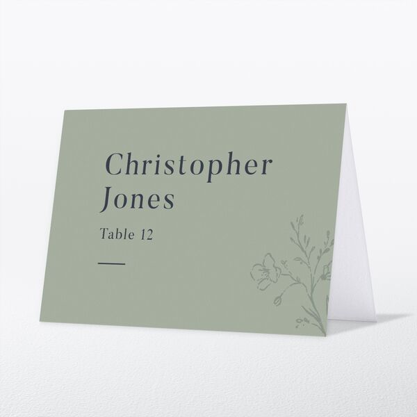 Floral Motif Place Cards front in Jewel Green