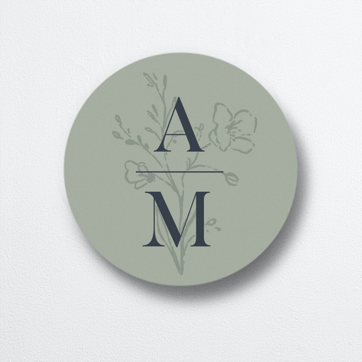 Floral Motif Wedding Stickers front in Jewel Green